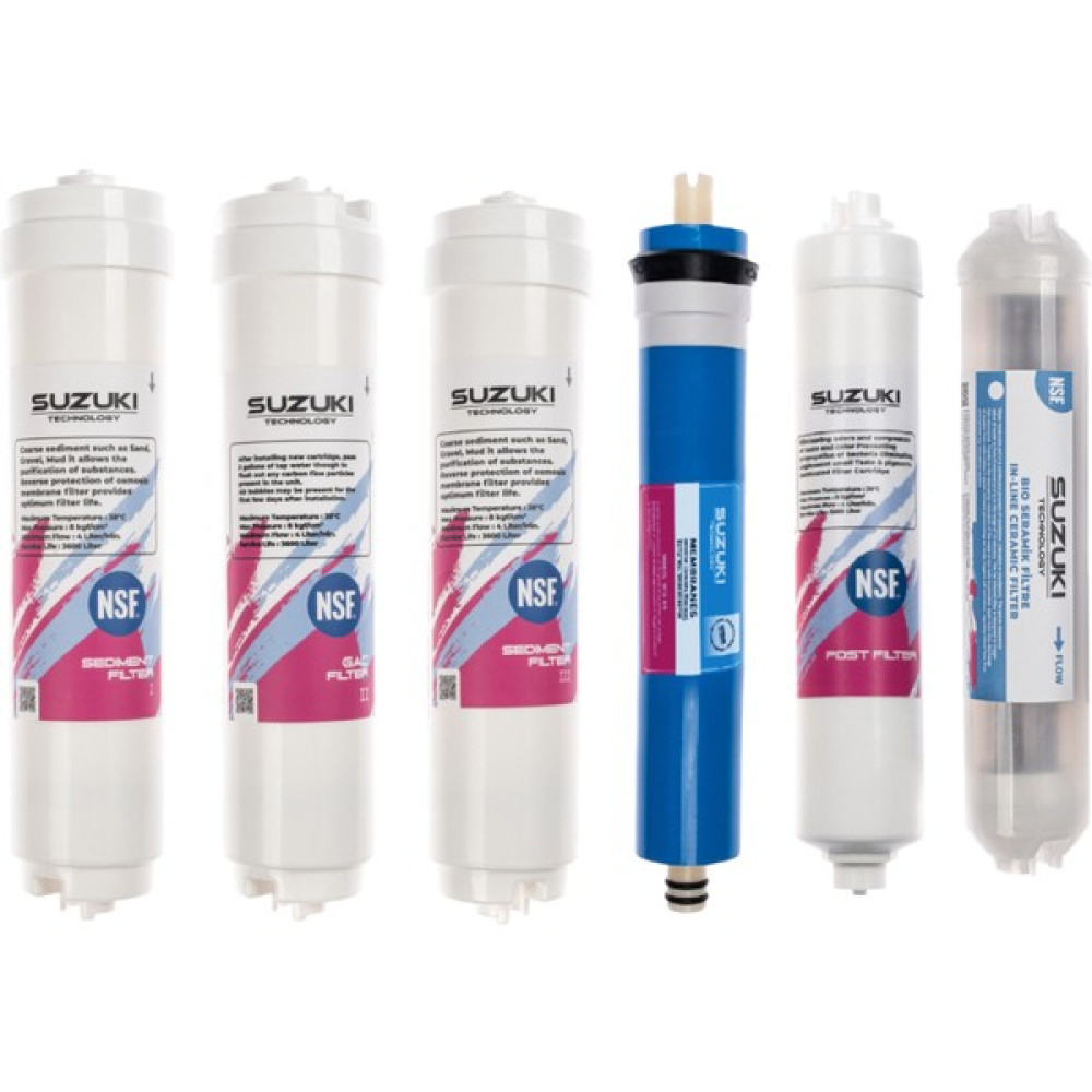 SUZUKI Technology 12 Inç Kapalı Kasa Su Arıtma Cihazı Tam Set (6 Filtre) Detoks Filtre Su Arıtma Cihazı Fiyatı