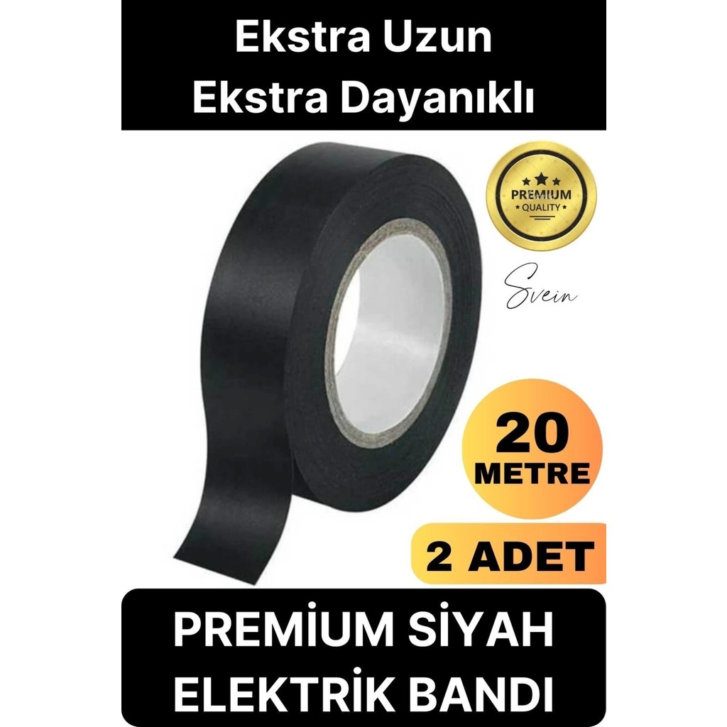 Svein 2 Ad. 20 mt Yalıtım Izole Pvc Elektrik Bandı Su Geçirmez Sızdırmaz Koruma Bant Siyah Diğer Fiyatı