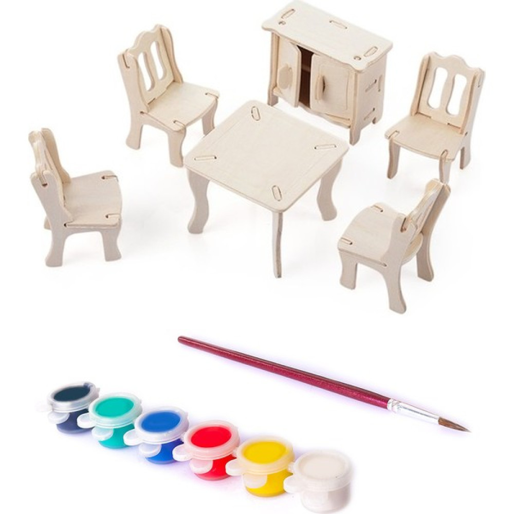 Svein 3D Kendin Yap Ahşap Puzzle Yemek Masası Maket Çocuk Aktivite Boya ve Fırça Hobi Seti Yapboz Oyuncak Maket Fiyatı