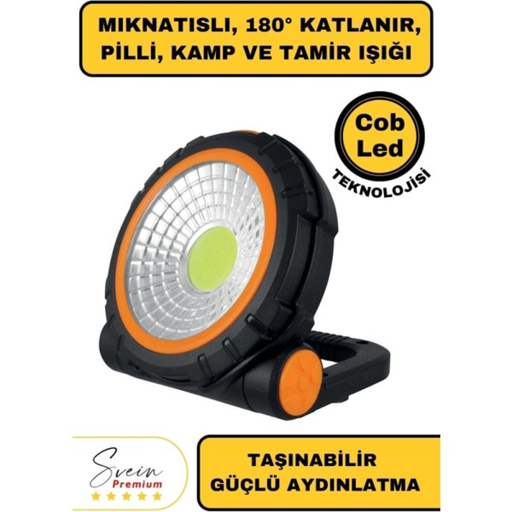 Svein Taşınabilir Cep Boy Pilli Mıknatıslı Katlanır Ayaklı Kamp Bahçe Ev Için Mini Cob Projektör LED Işık El Feneri Fiyatı