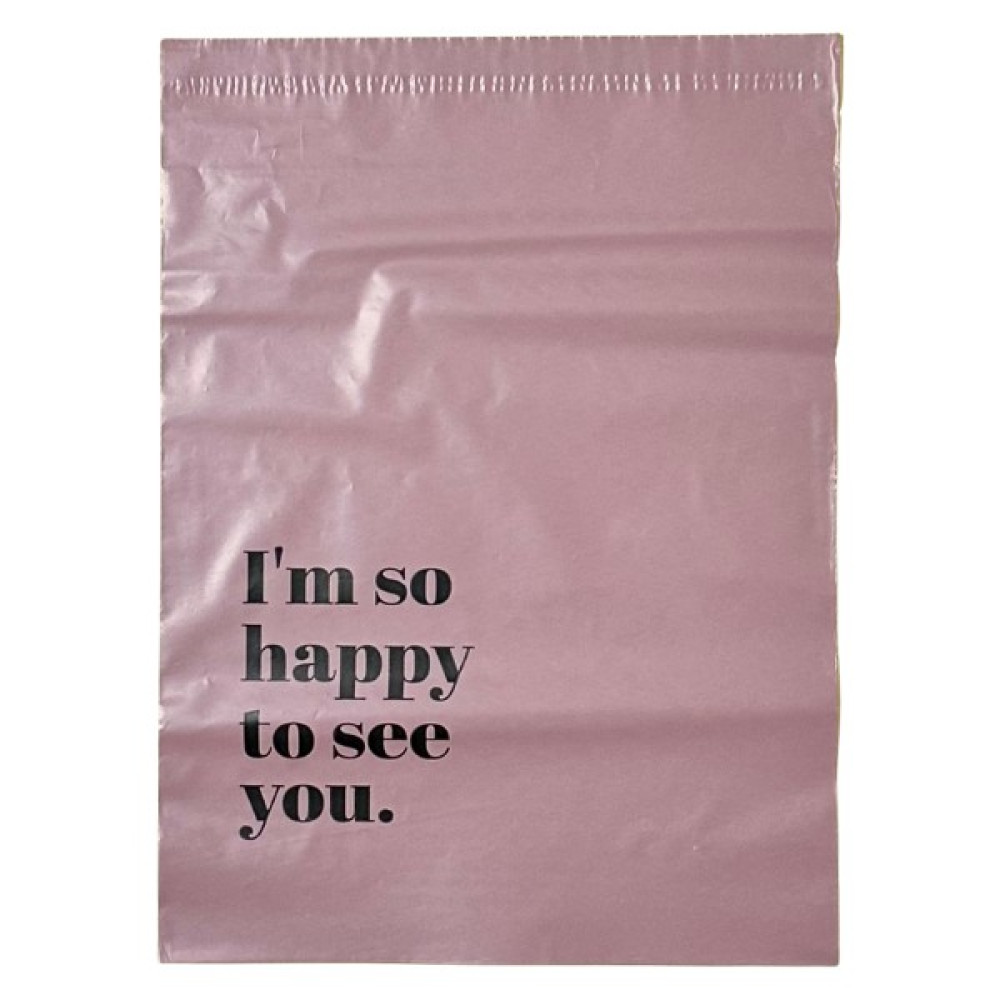 Svs Etiket Plastik Cepsiz Renkli Kargo Poşeti - 25X30 cm - Gül - 100 Adet - 'ı'am So Happy To See You' Baskılı Dosya Fiyatı