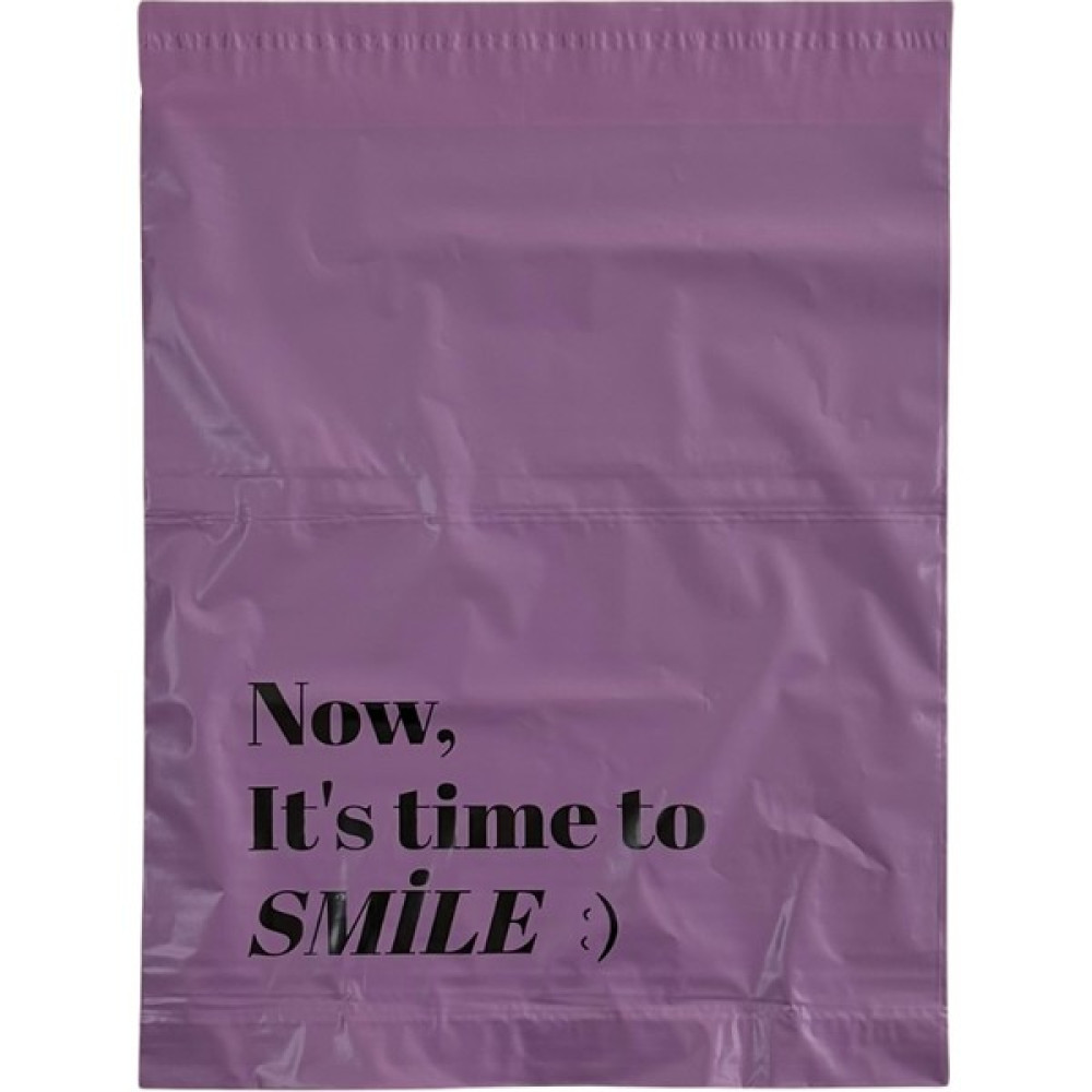 Svs Etiket Plastik Now It's Time To Smile : Baskılı 25 x 30+5 Cepli Lila Kargo Poşeti Dosya Fiyatı