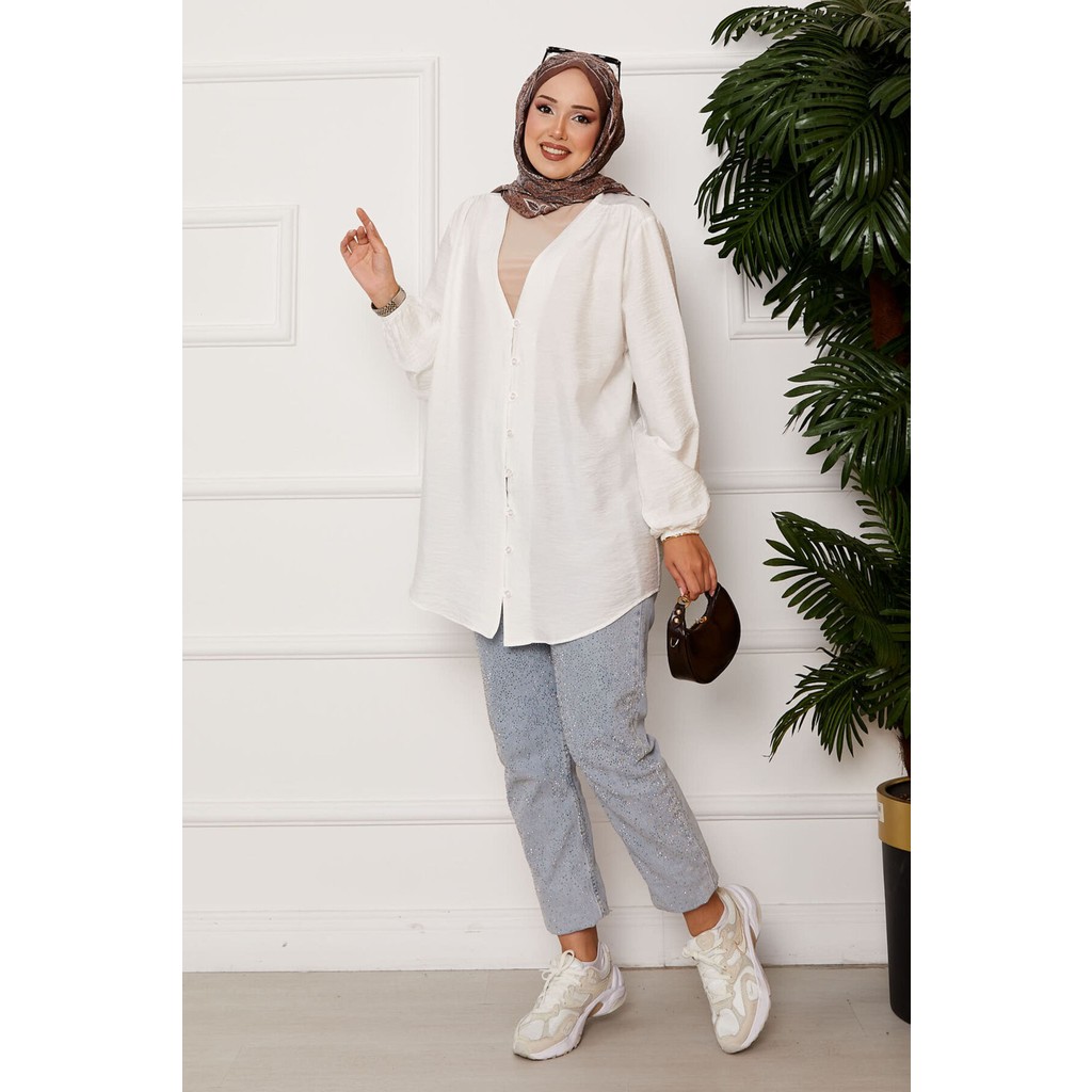 SVS Önden Düğmeli Kimono Gömlek Ekru Giyim & İç Giyim Fiyatı