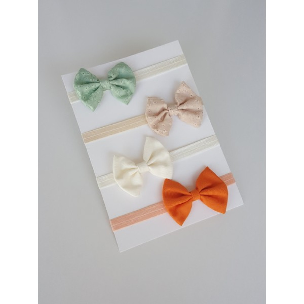 Swan Butik Kız Bebek Bandana Toka Seti 4 lü Fiyonk Bej Turuncu Yeşil Krem Bebek Saç Bandı Fiyatı