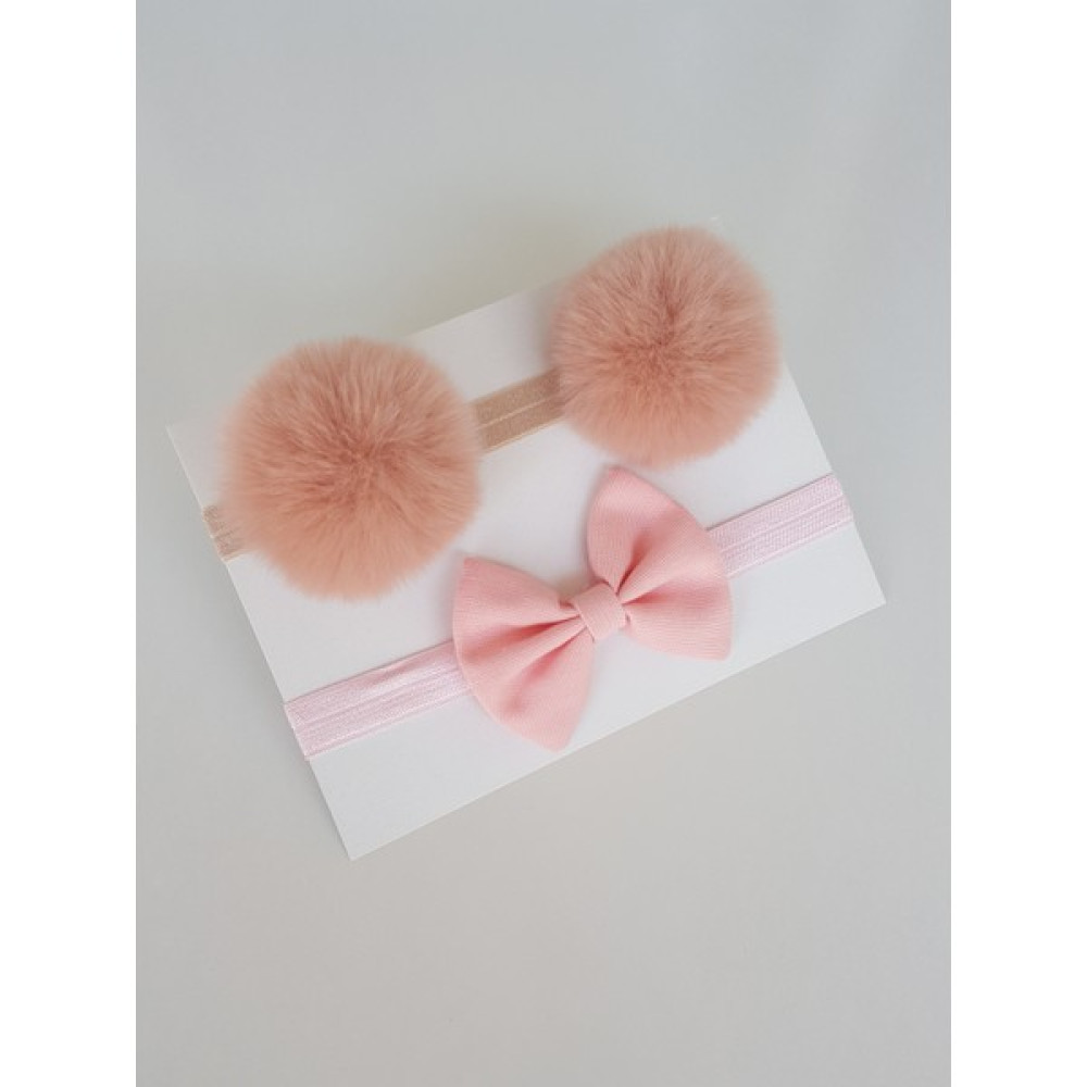 Swan Butik Kız Çocuk Bebek Bandana Toka Seti 2'li Pembe Fiyonk Pudra ponpon Bebek Saç Bandı Fiyatı