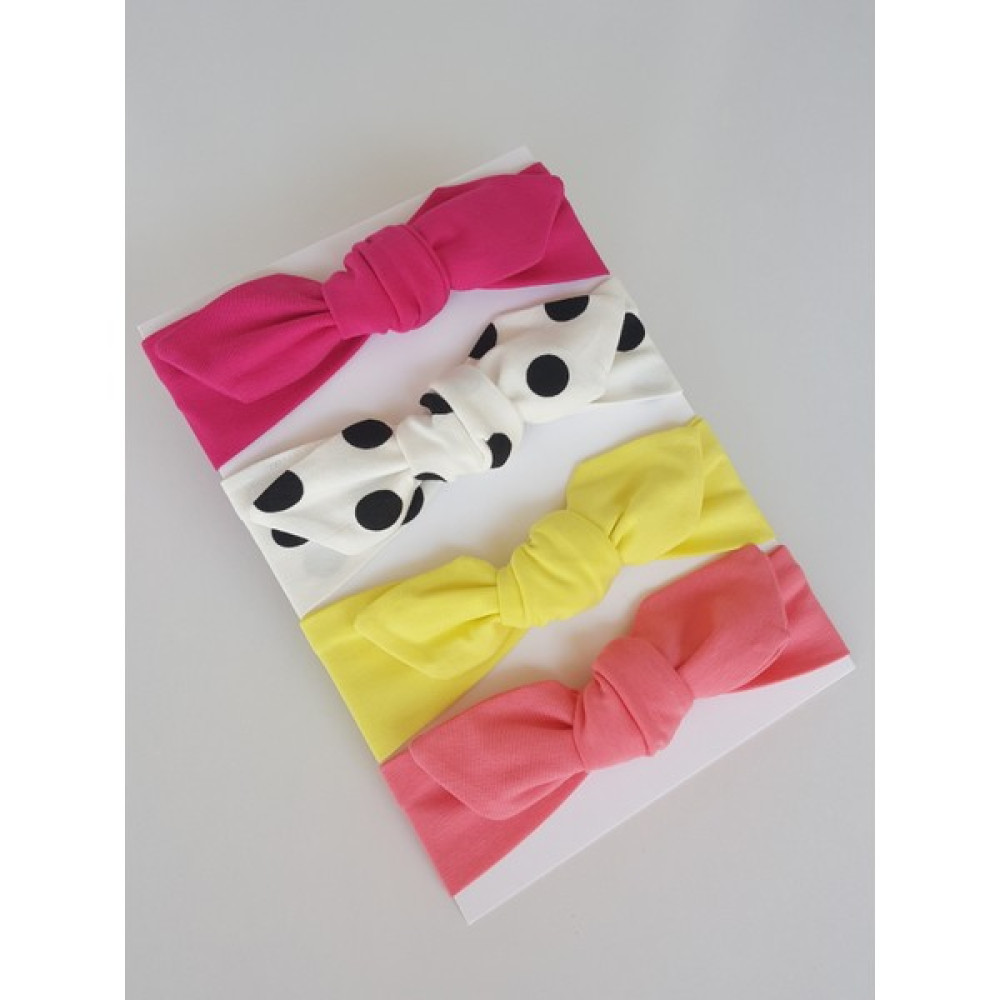 Swan Butik Kız Çocuk Bebek Bandana Toka Seti 4'lü Fuşya Benekli Somon Sarı Bebek Saç Bandı Fiyatı