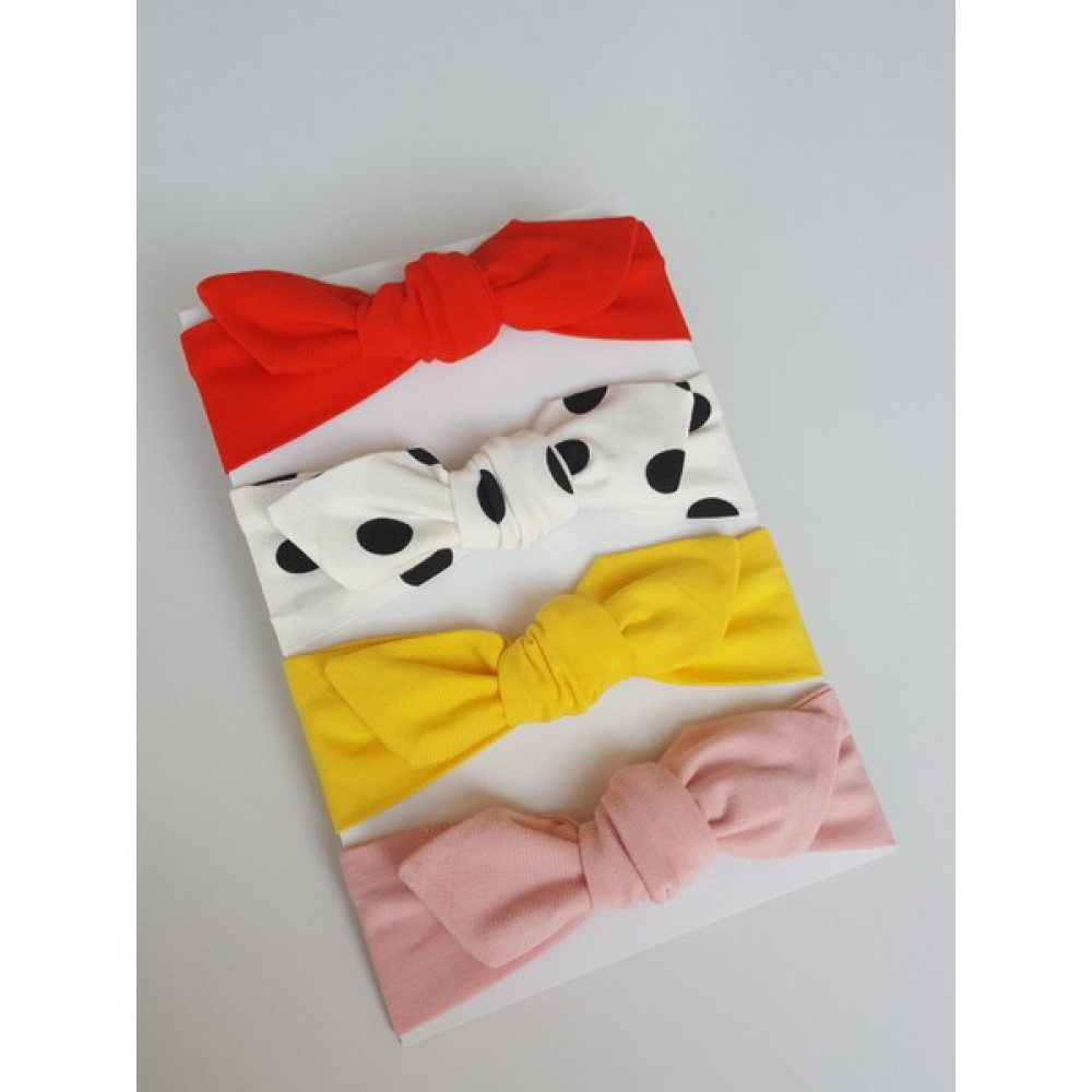 Swan Butik Kız Çocuk Bebek Bandana Toka Seti 4'lü Kırmızı Beyaz Benekli Pudra Sarı Bebek Saç Bandı Fiyatı