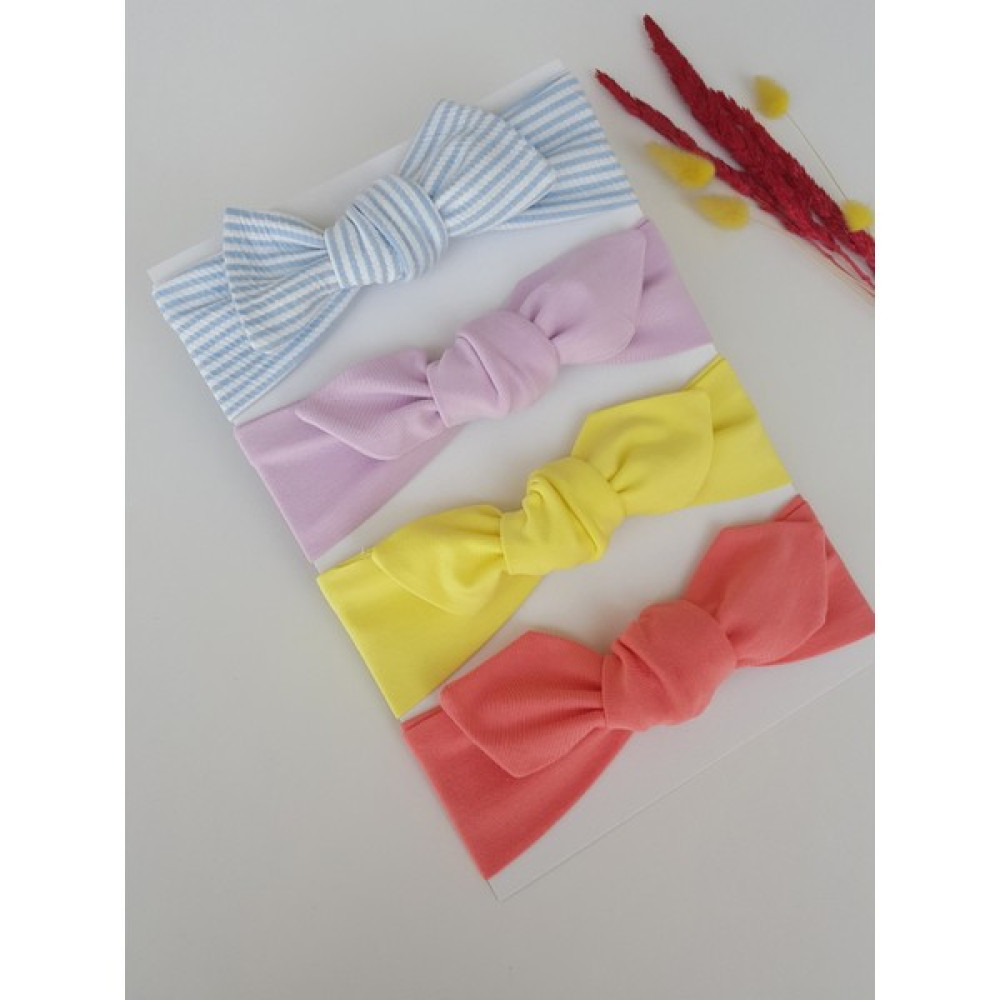 Swan Butik Kız Çocuk Bebek Bandana Toka Seti 4lü Mavi Çizgili Somon Lila Sarı Bebek Saç Bandı Fiyatı