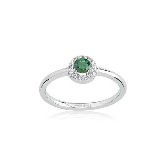 Swarovski 0.25 Karat Yeşil Yuvarlak Taşlı, Gümüş Yüzük