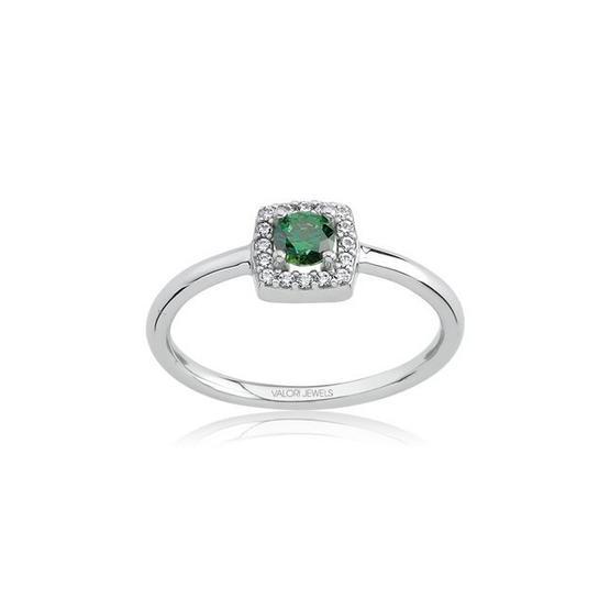 Swarovski 0.25 Karat Yeşil Yuvarlak Taşlı, Gümüş Yüzük