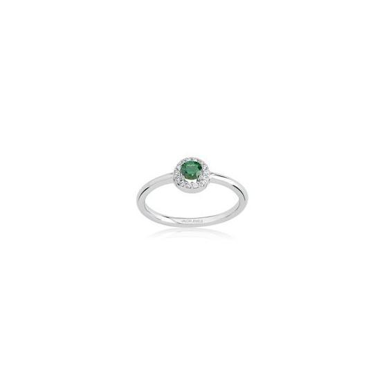 Swarovski 0.25 Karat Yeşil Yuvarlak Taşlı, Gümüş Yüzük