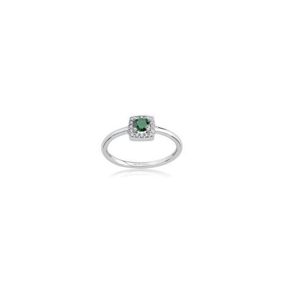 Swarovski 0.25 Karat Yeşil Yuvarlak Taşlı, Gümüş Yüzük