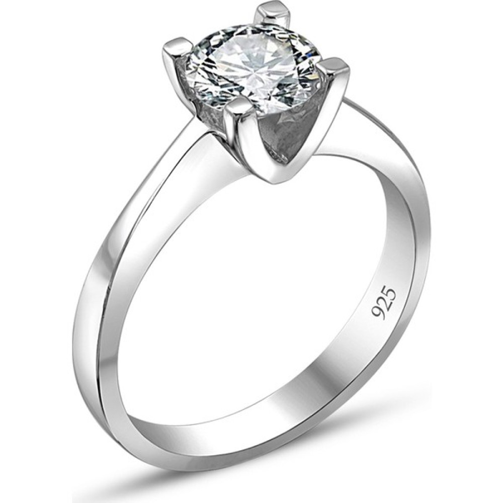 Swarovski 925 Ayar Gümüş Tek Taş Yüzük 14 - 16 Gümüş Yüzük Fiyatı