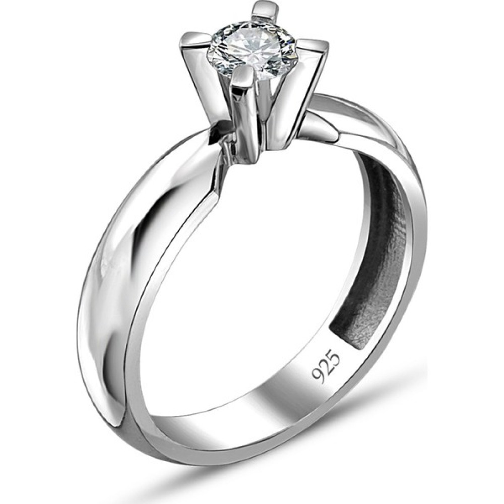 Swarovski 925 Ayar Gümüş Tek Taş Yüzük 28 - 18 Gümüş Yüzük Fiyatı