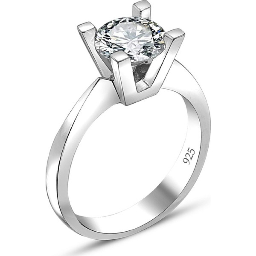 Swarovski 925 Ayar Tek Taş Yüzük 8 - 18 Gümüş Yüzük Fiyatı