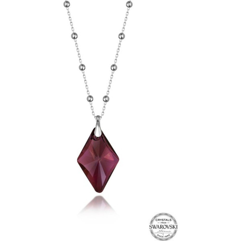 Swarovski Crystal Kadın Ametist Karo Gümüş Kolye Gümüş Kolye Fiyatı
