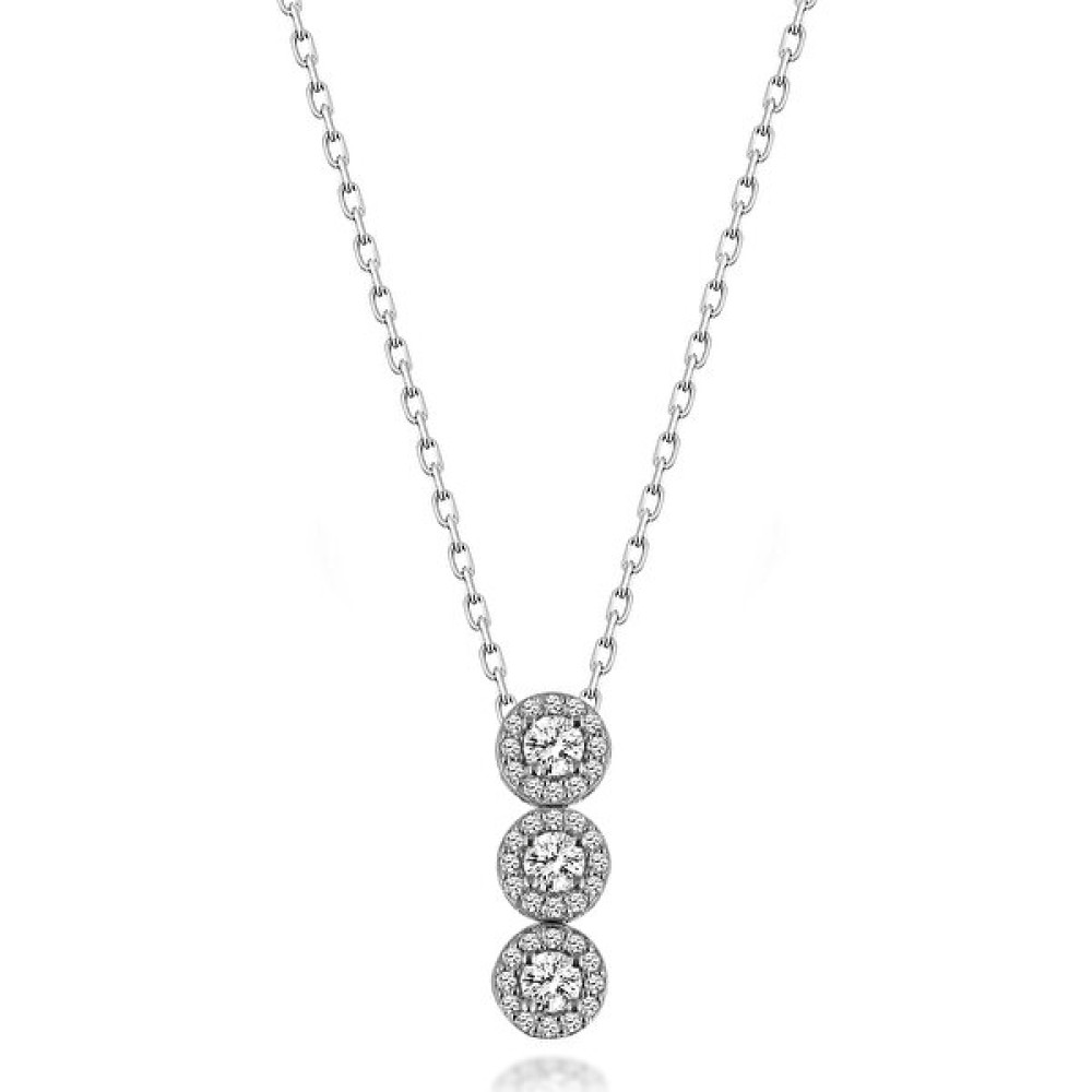 Swarovski Gümüş Kadın Tria Kolye Rodyum Kaplama Ortası Swarovskı Taşlı Gümüş Kolye Fiyatı