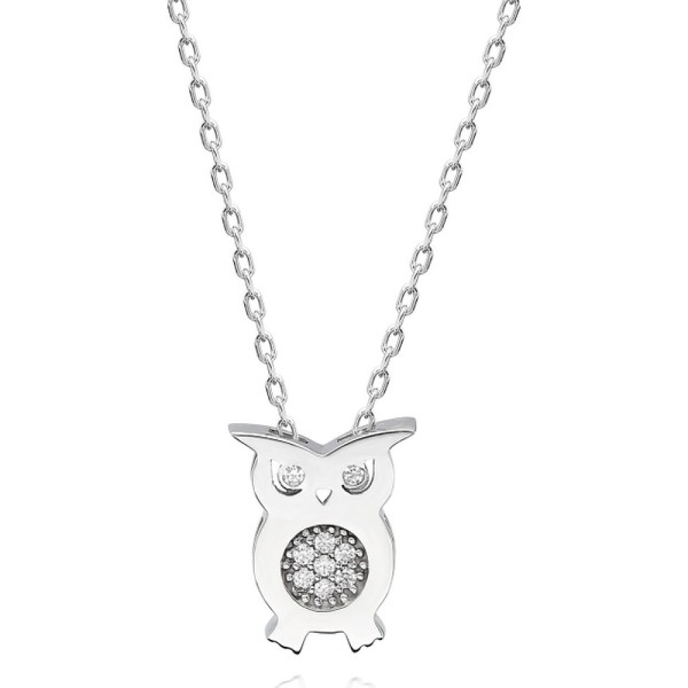Swarovski Taşlı Gümüş Baykuş Kolye Gümüş Kolye Fiyatı