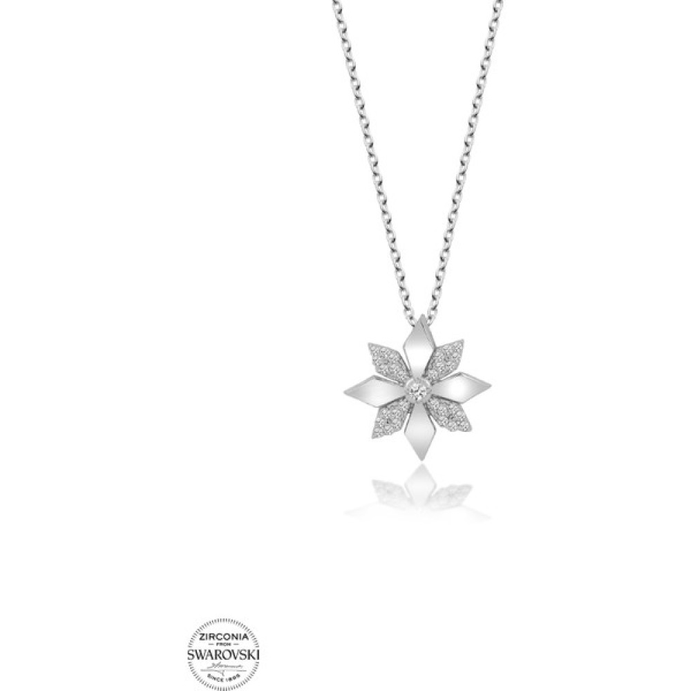 Swarovski Taşlı Gümüş Çiçek Bayan Kolye Gümüş Kolye Fiyatı