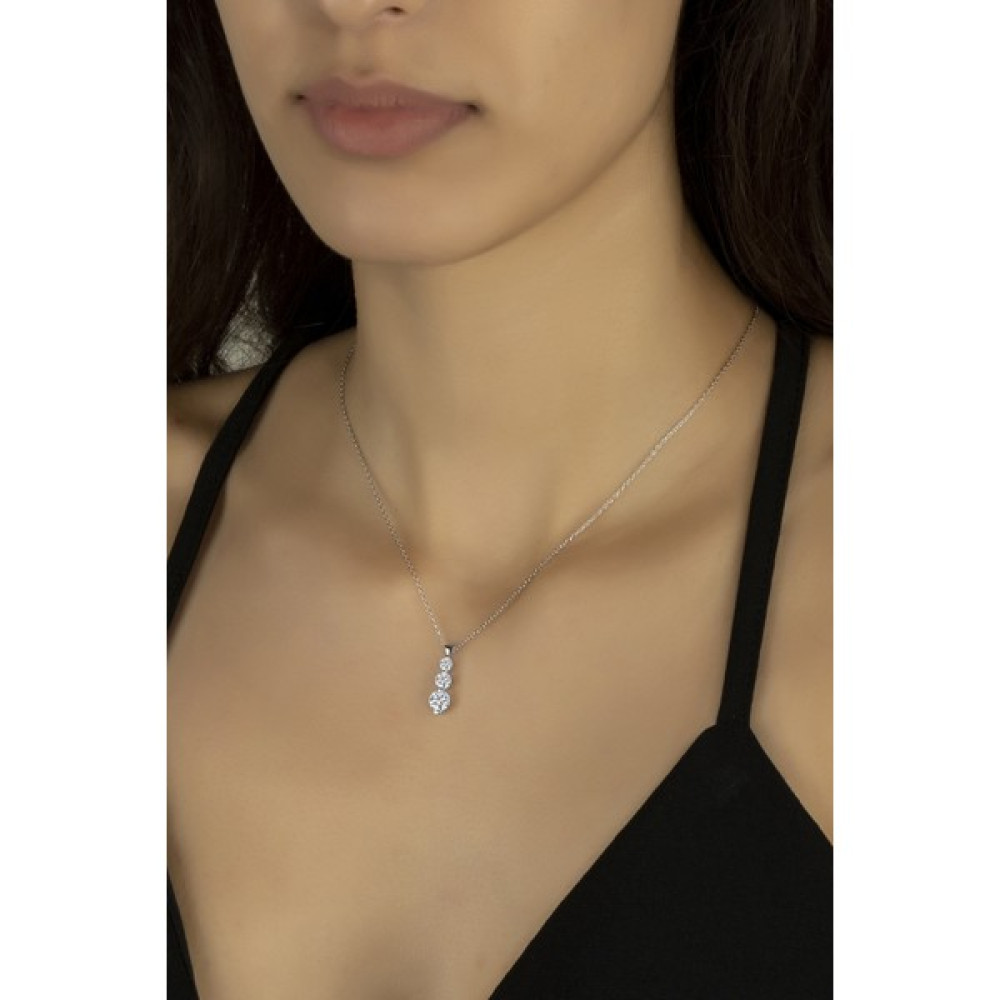 Swarovski Taşlı Üçtaş Kadın Gümüş Süzme Kolye Gümüş Kolye Fiyatı