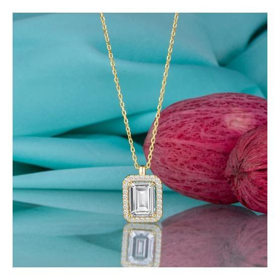 Swarovski Taşlı Yıldız Model Altın Kaplama 925 Ayar Gümüş Kolye