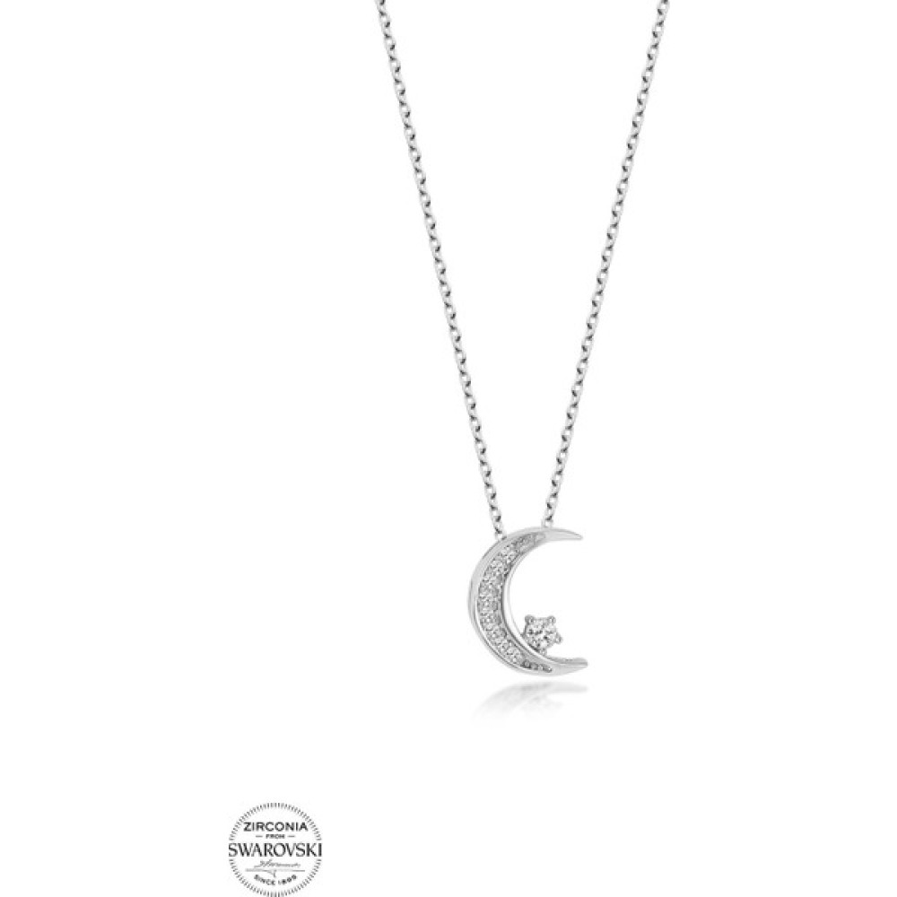 Swarovski Zirconia Kadın Ay Yıldız Gümüş Kolye Gümüş Kolye Fiyatı