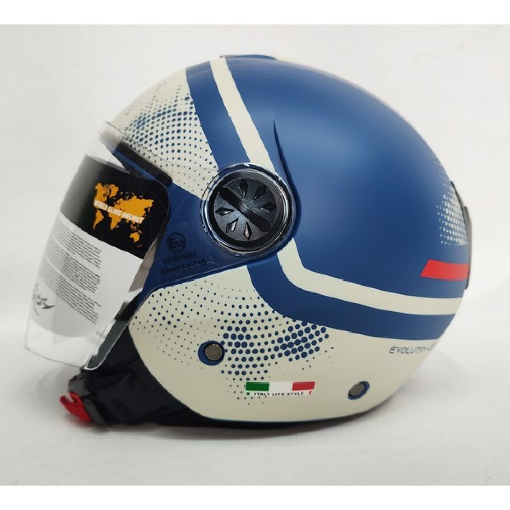 Sway 715 Gemini Mat Blue Beıge Yarım Kask - Şefaf Vizörlü - S Motorsiklet Kaskları Fiyatı