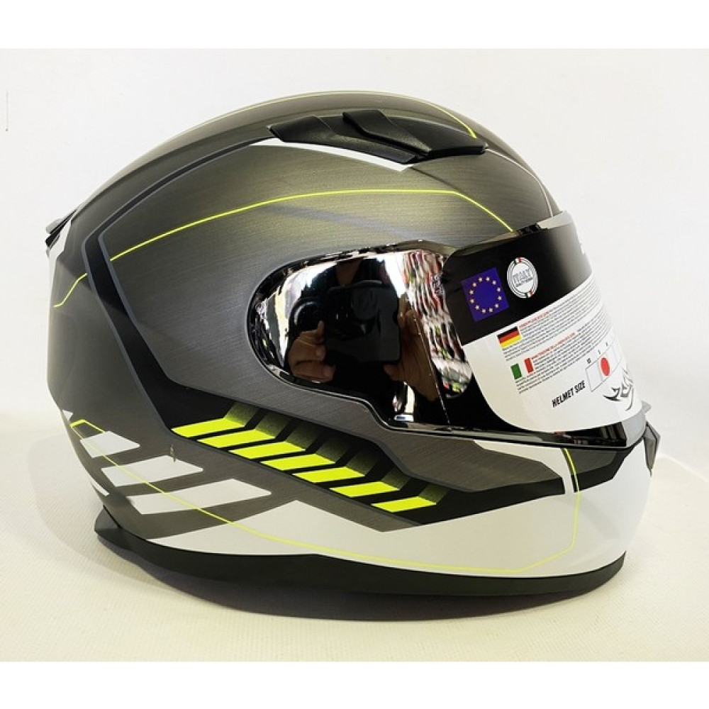 Sway Motosiklet Kaskı Sway Kask Mat White Yellow Sway 816 Aynalı Vizör - XL Motorsiklet Kaskları Fiyatı