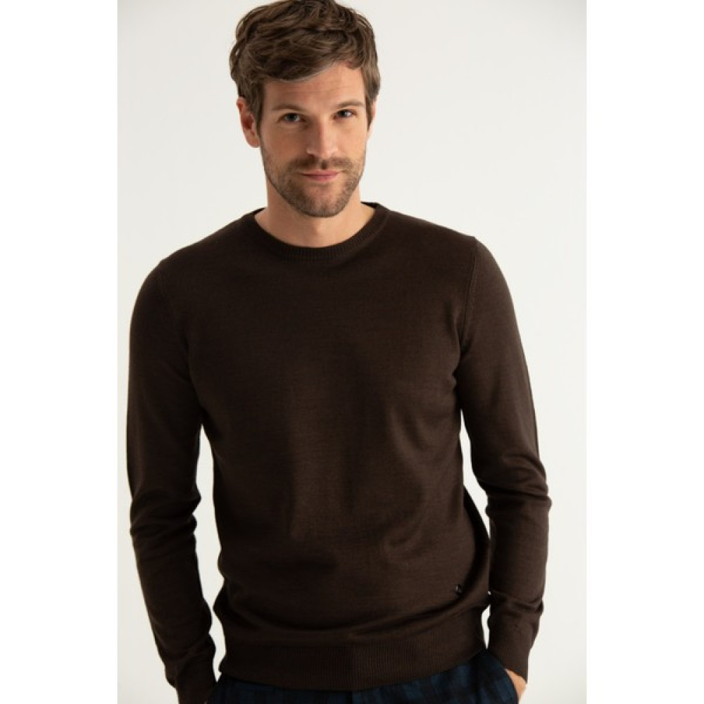 Sweater Kahverengi Basic Bisiklet Yaka Kazak Erkek Kazak & Süveter & Triko Fiyatı