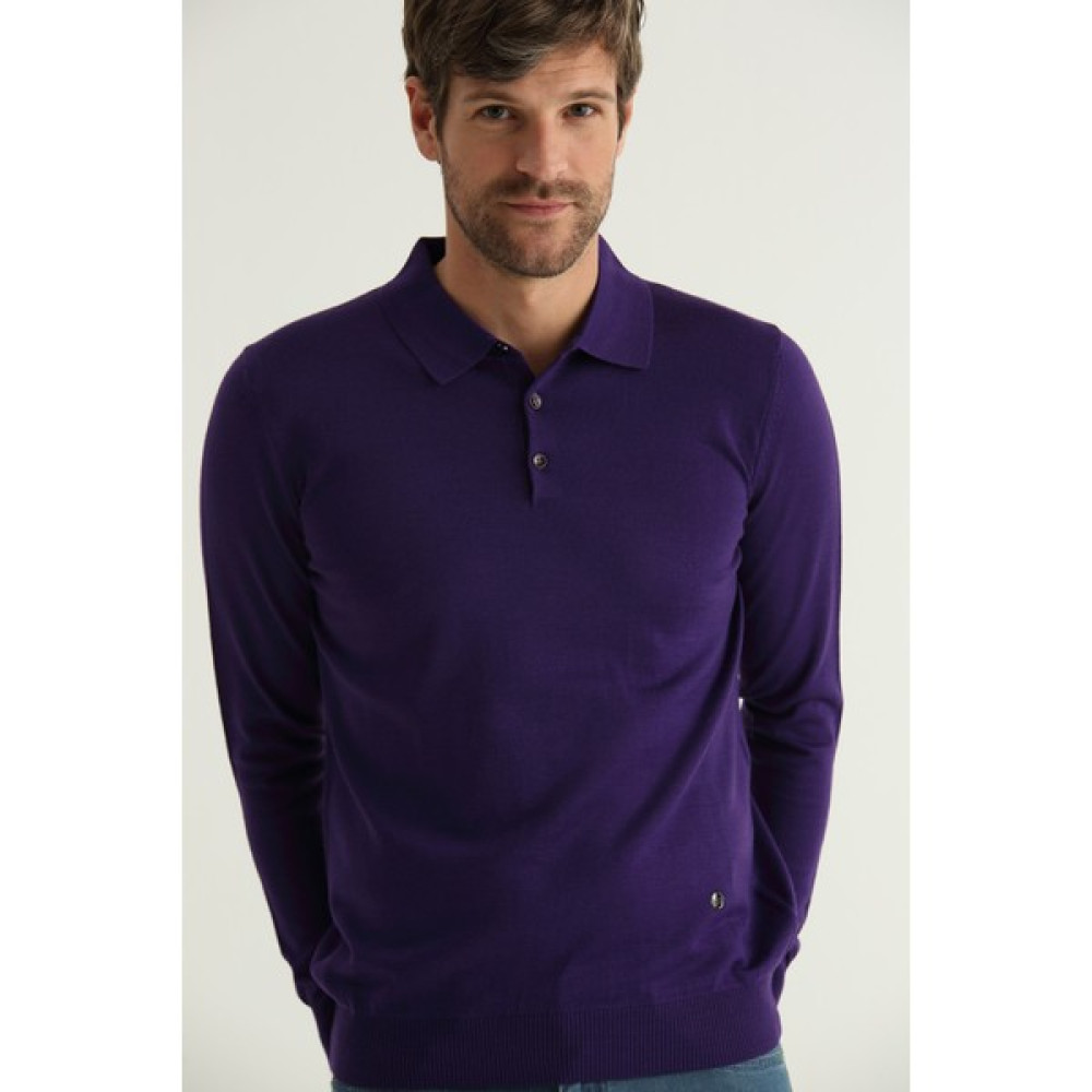 Sweater Mor basic Düğmeli Polo Yaka Kazak Erkek Kazak & Süveter & Triko Fiyatı