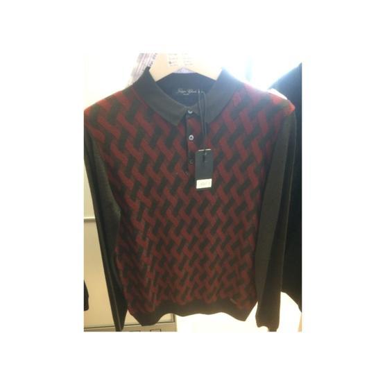 Sweater Siyah  Polo Yaka Düğmeli Erkek Triko Kazak
