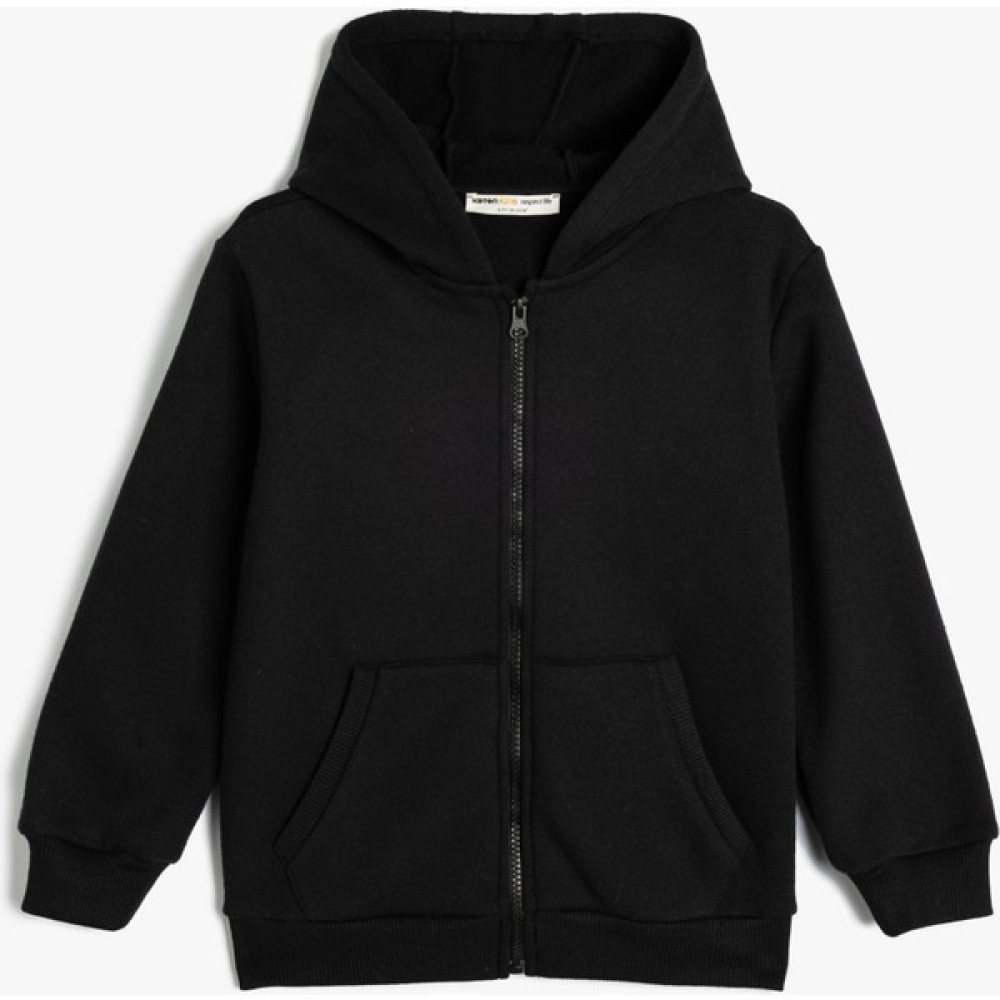 Sweatshirt Fermuarlı Kapşonlu Basic Kanguru Cepli Erkek Çocuk Sweatshirt Fiyatı