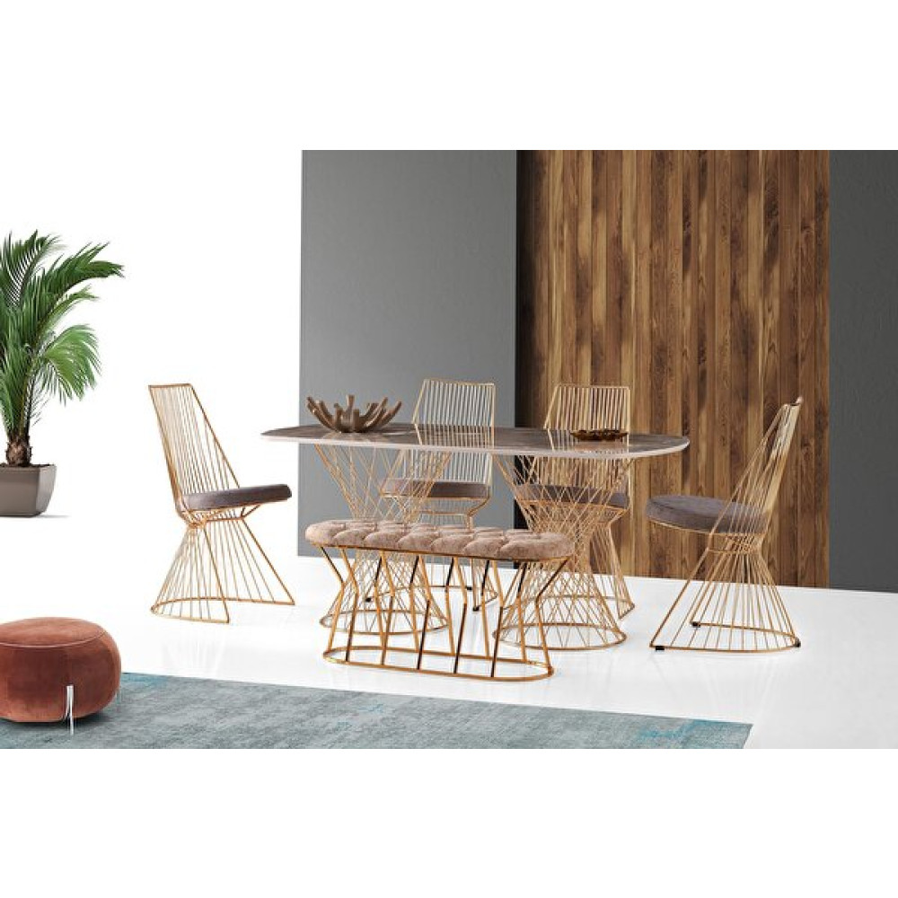 Sweet Home Madrid H.Gloss Rambla MDF Masa - 4 Adet Ladre Sandalye 1 Bench Takım Mutfak Dolabı / Mobilyası Fiyatı