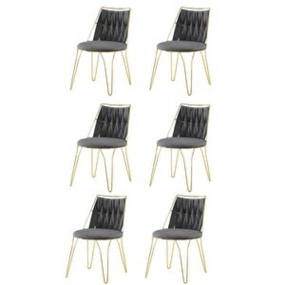 Sweet Home Masa Sandalye 6 Adet Ada Örgülü Sandalye Gri Metal Gold Mutfak Salon Yemek Odası Sandalyesi Standart Sandalye Fiyatı
