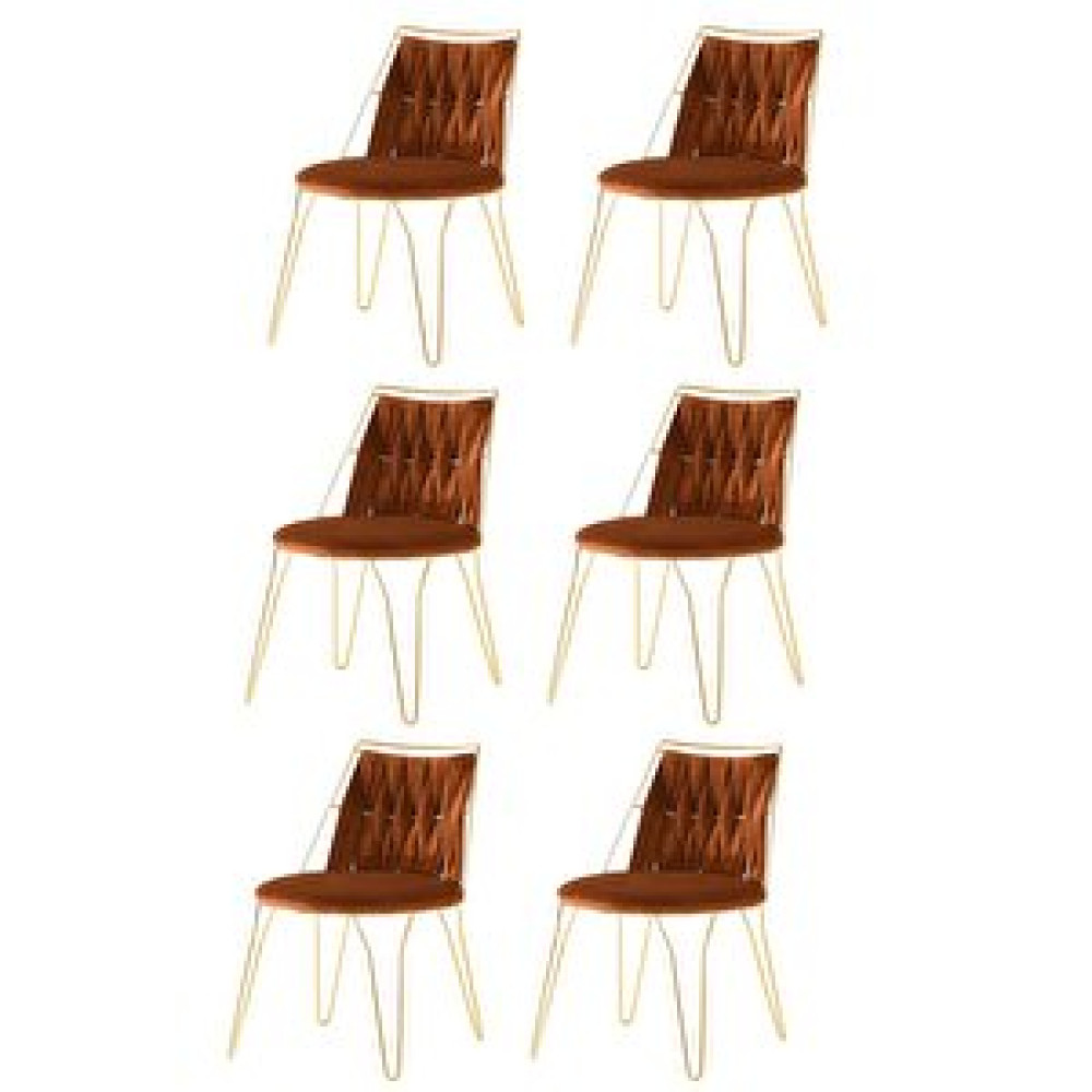 Sweet Home Masa Sandalye 6 Adet Ada Örgülü Sandalye Kiremit Metal Gold Mutfak Salon Yemek Odası Sandalyesi Standart Sandalye Fiyatı
