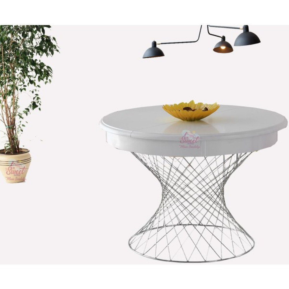Sweet Home Masa Sandalye Açılır Yuvarlak 90 cm Menekşe Masa Krom Ayak - Beyaz Yemek & Mutfak Masası Fiyatı
