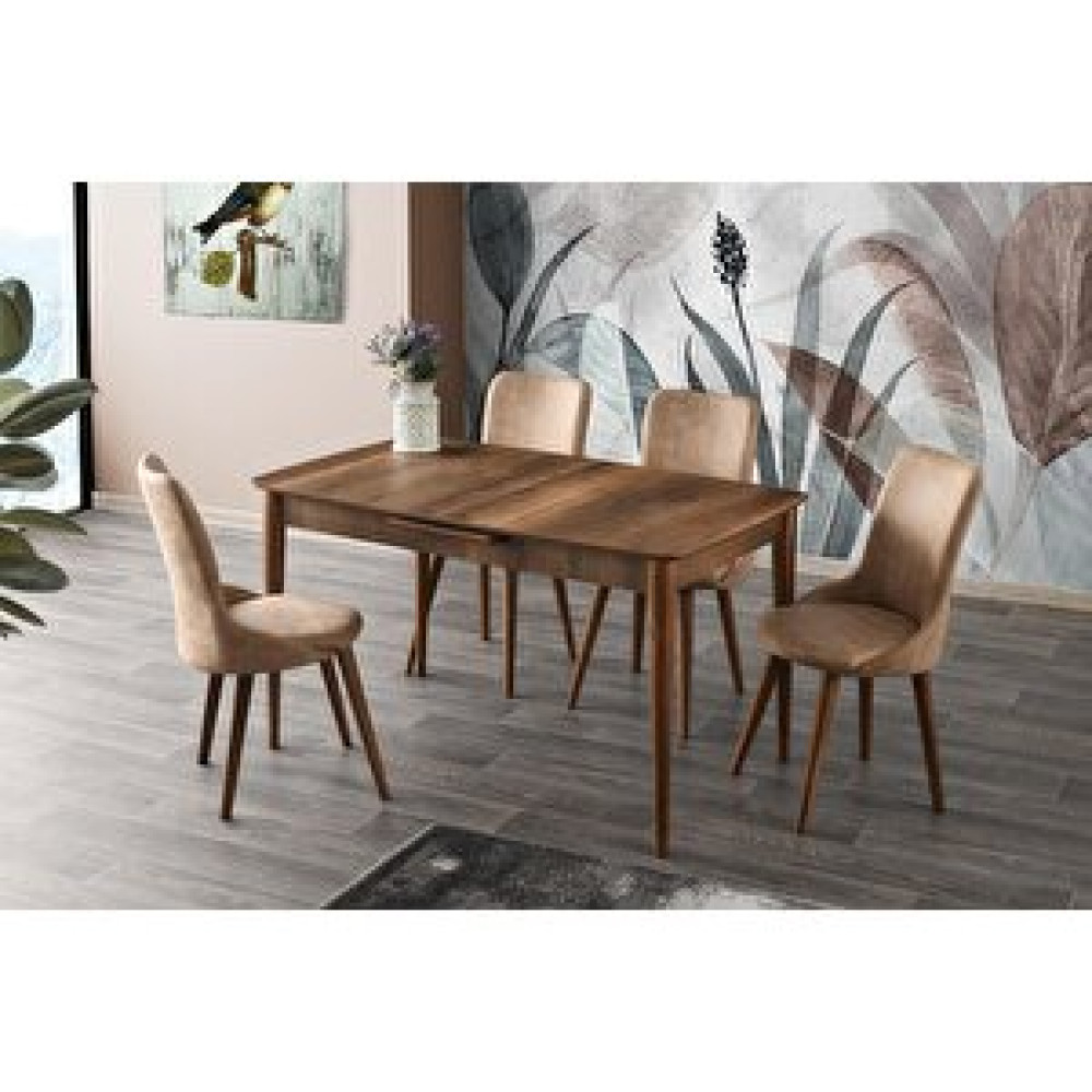 Sweet Home Masa Sandalye Milano Açılır Mdf Barok Ceviz Masa 4 Adet İnci Sandalye Takım Yemek & Mutfak Masası Fiyatı