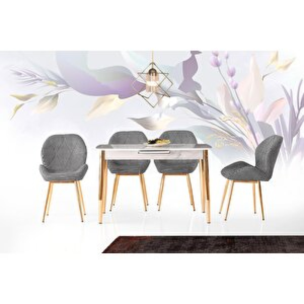 Sweet Home Masa Sandalye Milano Mdf Calcutta Masa +4 Adet Vera Gold Sandalye Takım Yemek & Mutfak Masası Fiyatı