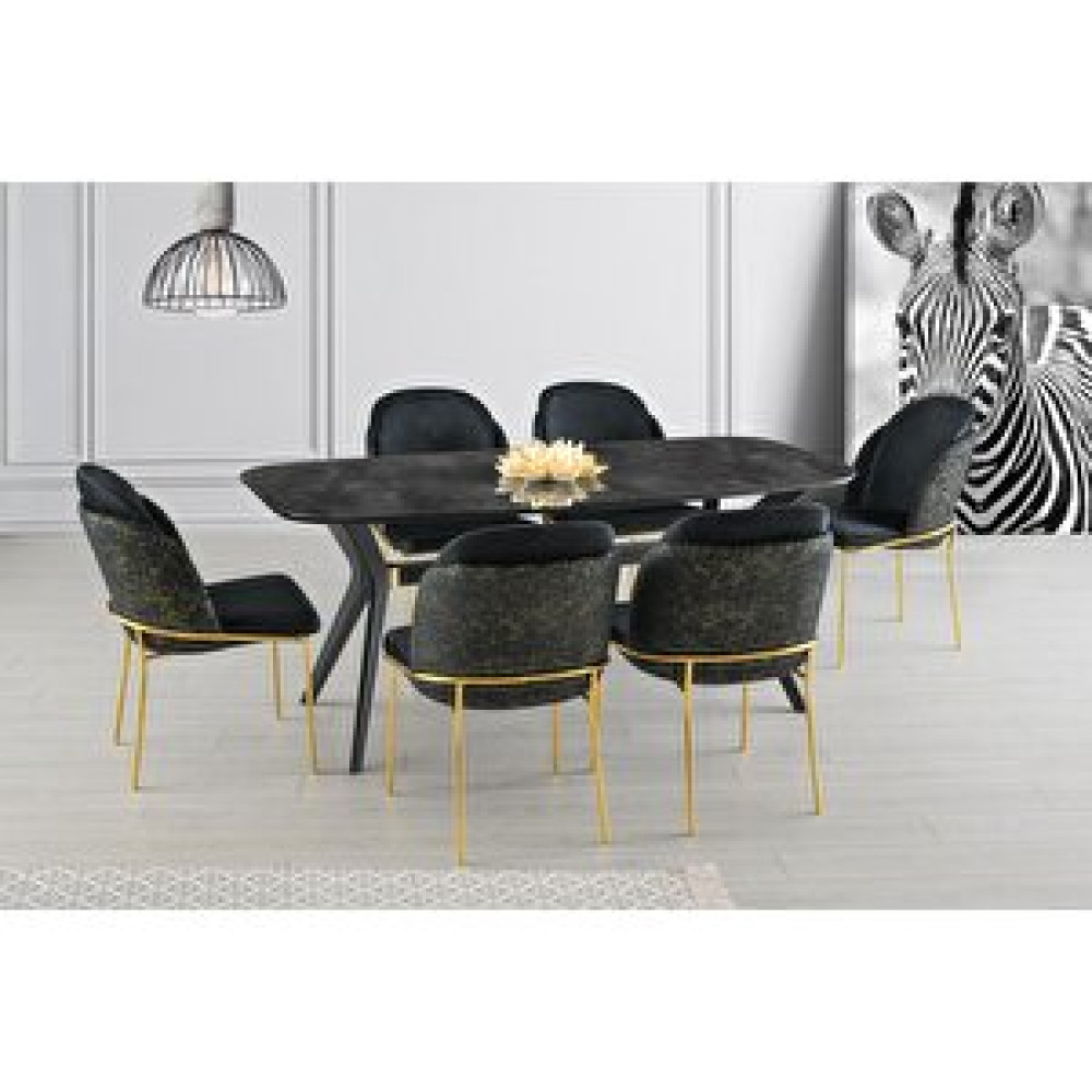 Sweet Home Masa Sandalye Sabit Eliz Masa Salon Masası İrony H.g Desen 6 Adet Limon Sandalye Gold Masa - Sandalye Seti / Takımı Fiyatı