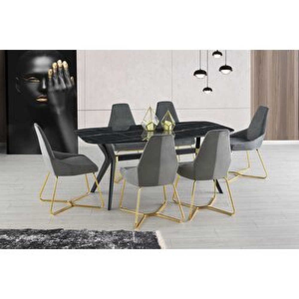 Sweet Home Masa Sandalye Sabit Eliz Masa Salon Masası Sonata H.g Desen 6 Adet Juliyet Sandalye Gold Masa - Sandalye Seti / Takımı Fiyatı
