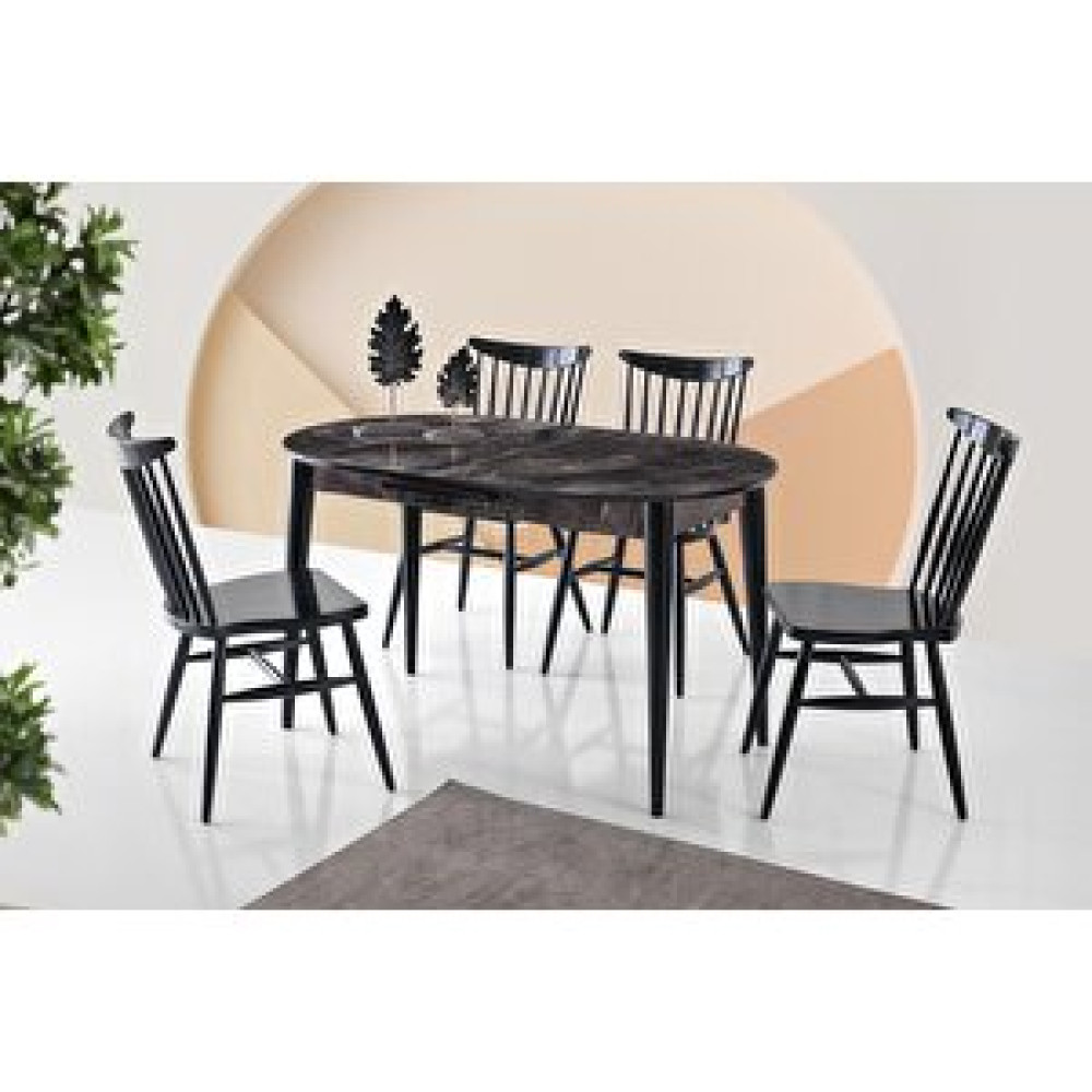 Sweet Home Masa Sandalye Skala Oval Mdf Açılır Masa Siyah Mermer + 4 Adet Diva Ahşap Sandalye Takım Yemek & Mutfak Masası Fiyatı
