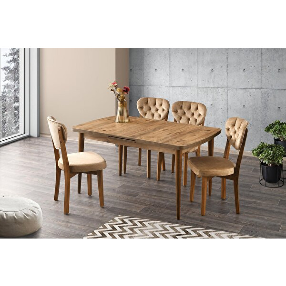 Sweet Home Silva 90x140 CM Açılır Diş Budak Masa - 4 Adet Ahşap Gala Sandalye Takımı Mutfak Dolabı / Mobilyası Fiyatı