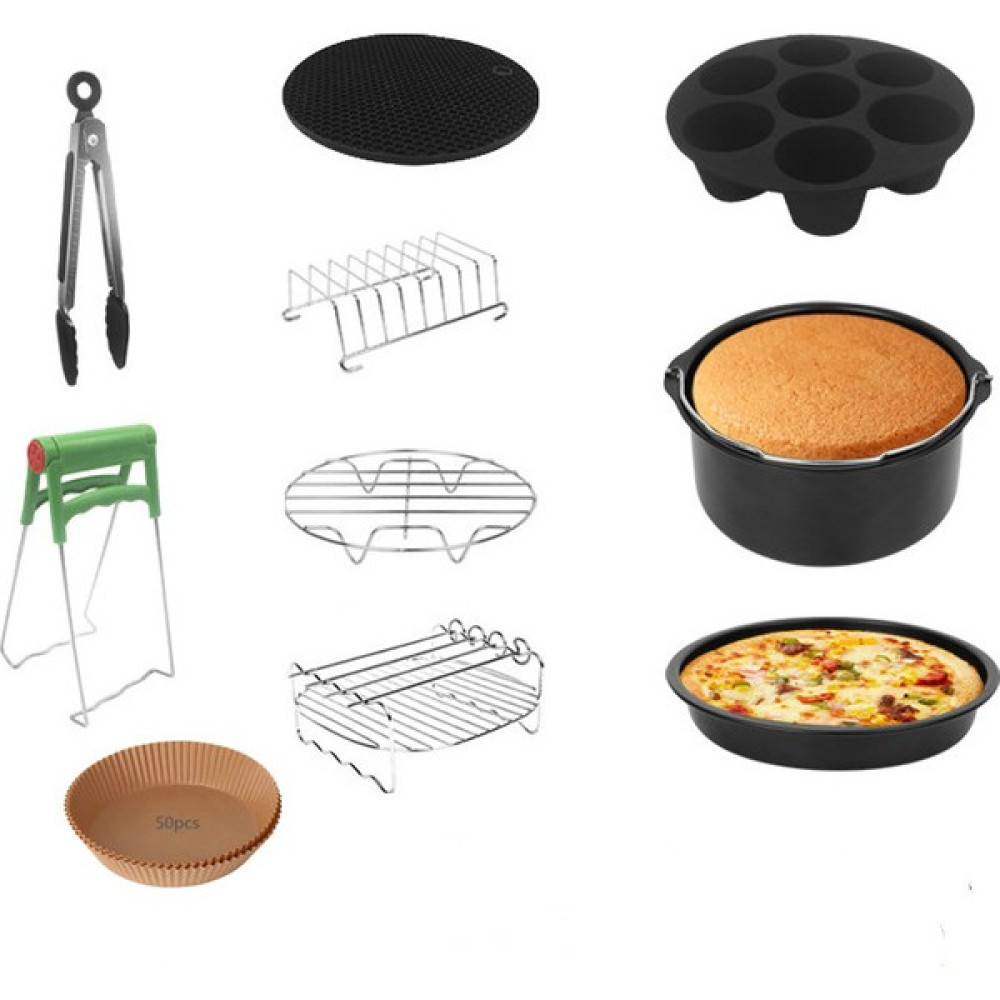 Sweet Rui 10 Parça 7 Inç (18cm) Yui / Xiaomi / Philips / Kumtel Uyumlu Air Fryer Aksesuarları Set - Siyah (Yurt Dışından) - karbon çelik Oto Boyaları Fiyatı
