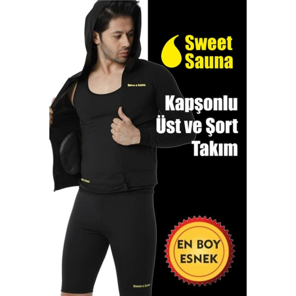 Sweet Sauna Ince Beden Uzunkollu Kapşonlu Cepli Üst Şort Unisex Sweet Sauna Termal Termal İç Giyim Fiyatı