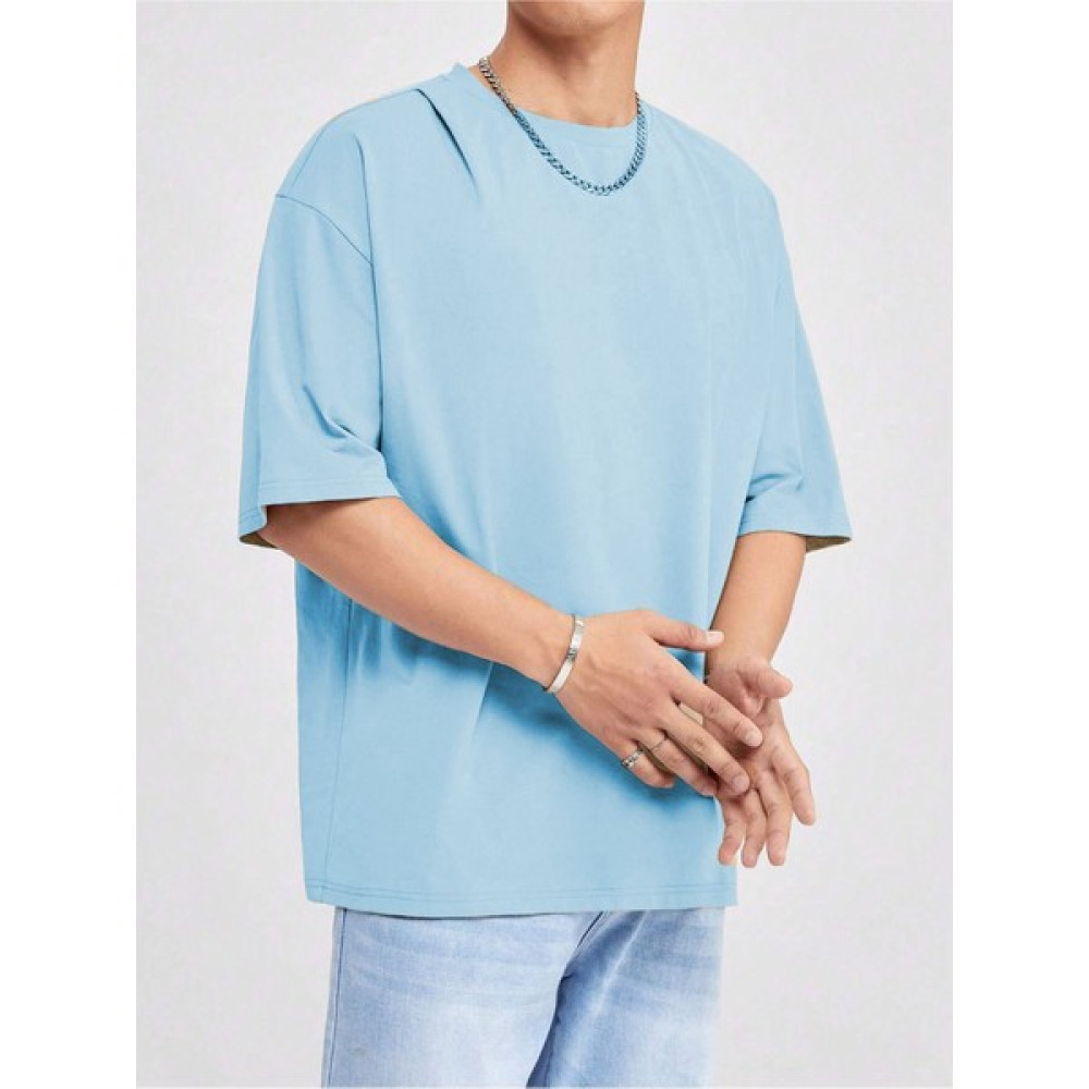 Sweetline Basic Süprem T-Shirt - Bebe Mavisi Oversize Bisiklet Yaka Tişört Erkek T-shirt Fiyatı