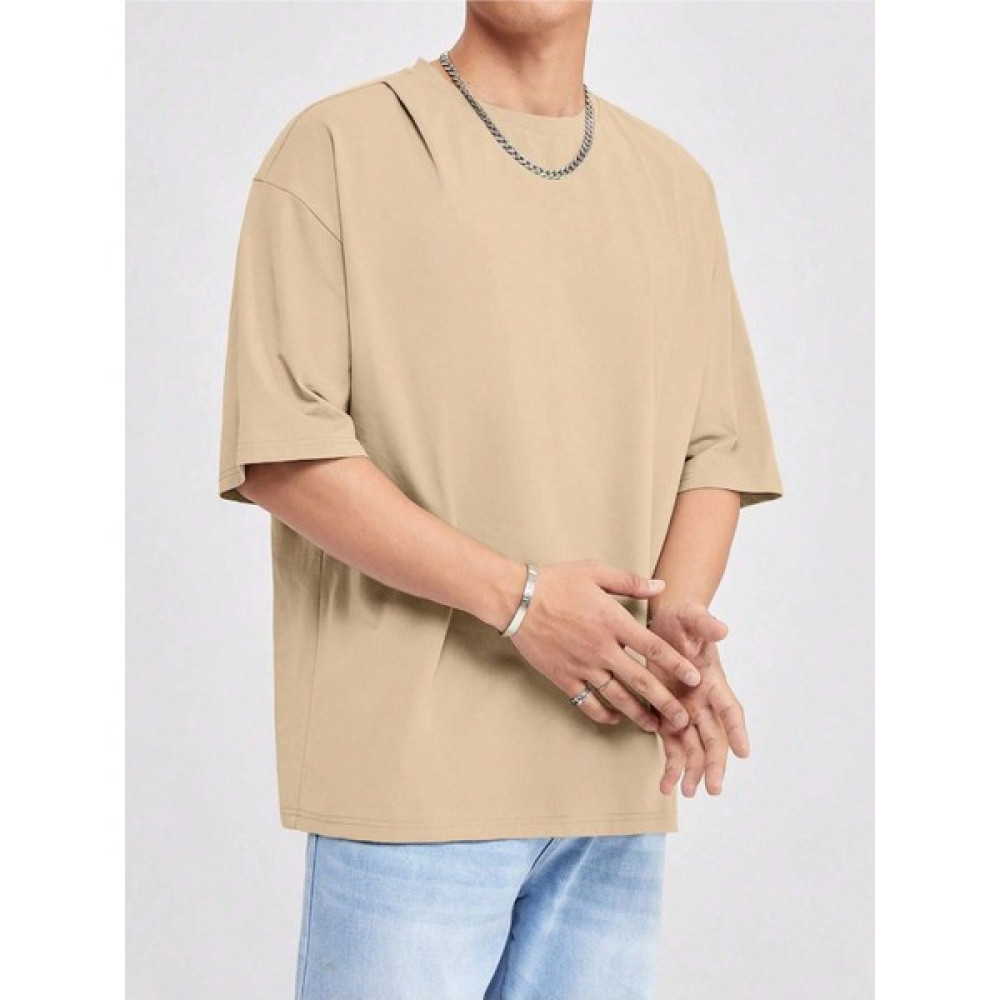 Sweetline Basic Süprem T-Shirt - Bej Oversize Bisiklet Yaka Tişört Erkek T-shirt Fiyatı