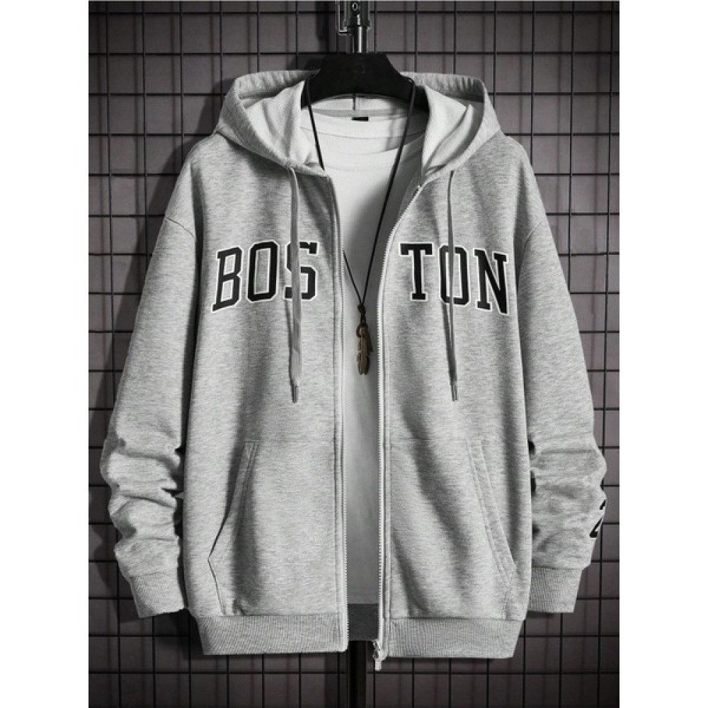Sweetline Bos Ton Fermuarlı Hırka Sweatshirt - Gri Baskılı Oversize Kışlık Kalın Kapüşonlu Kadın Hırka Fiyatı