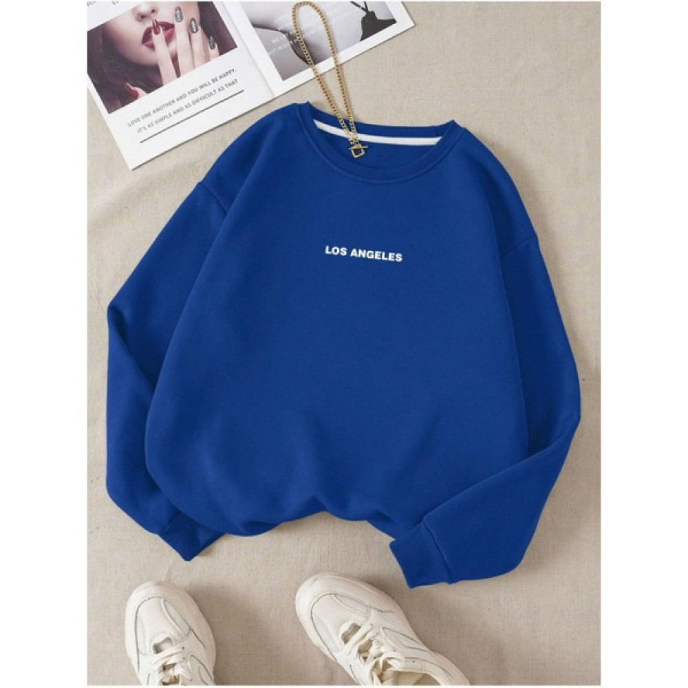 Sweetline Los Angeles Minimal Yazı Sweatshirt - Sax Mavi Baskılı Oversize Kışlık Kalın Bisiklet Yala Erkek Sweatshirt Fiyatı