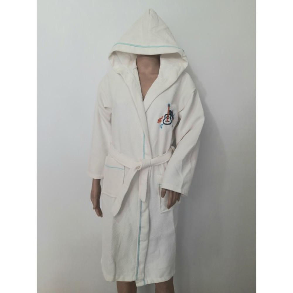 Sweet's Collection İçi Havlu Nakışlı Pike Genç Çocuk Bornoz - 9 - 10 Yaş - Krem Bornoz Fiyatı
