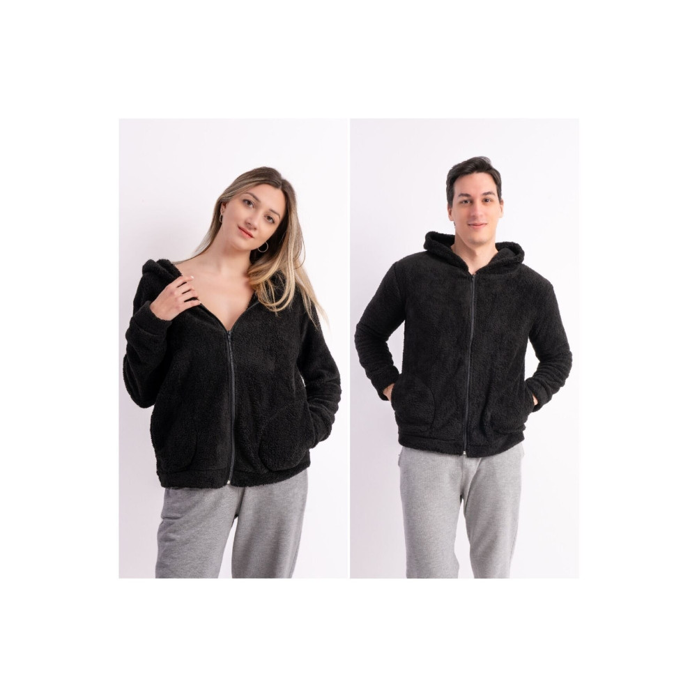 Sweets Collection Unisex Kapüşonlu Polar Welsoft Peluş Siyah Ceket L Beden Bayan Ceket Fiyatı